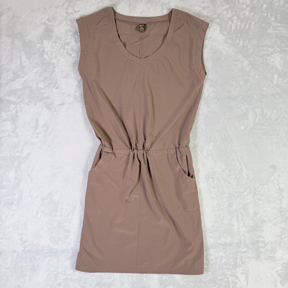 Prana Norma Dress Womens Small‎ Brown Sleeveless Elastic Waist Recycled Active